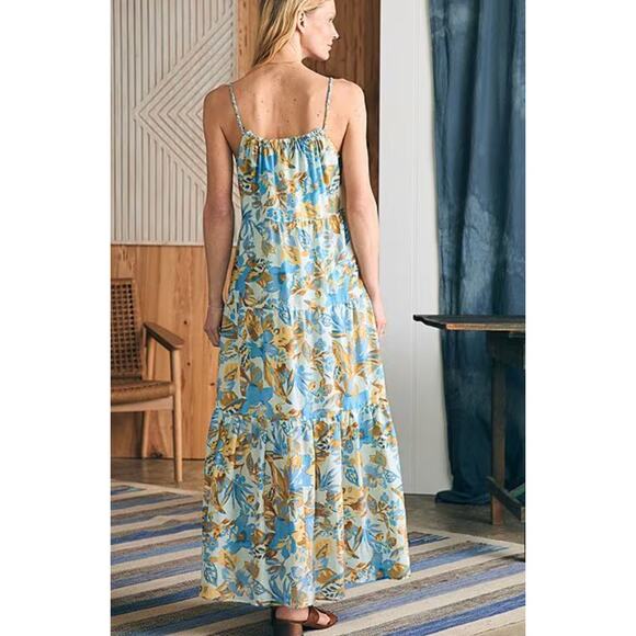 Faherty Sun Chaser Maxi Floral Tier Dress | sz M, Paradise Blossom Blue NEW $328 - Picture 6 of 6